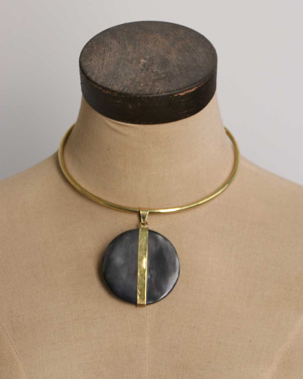 Split Horn Disc Choker in Brass