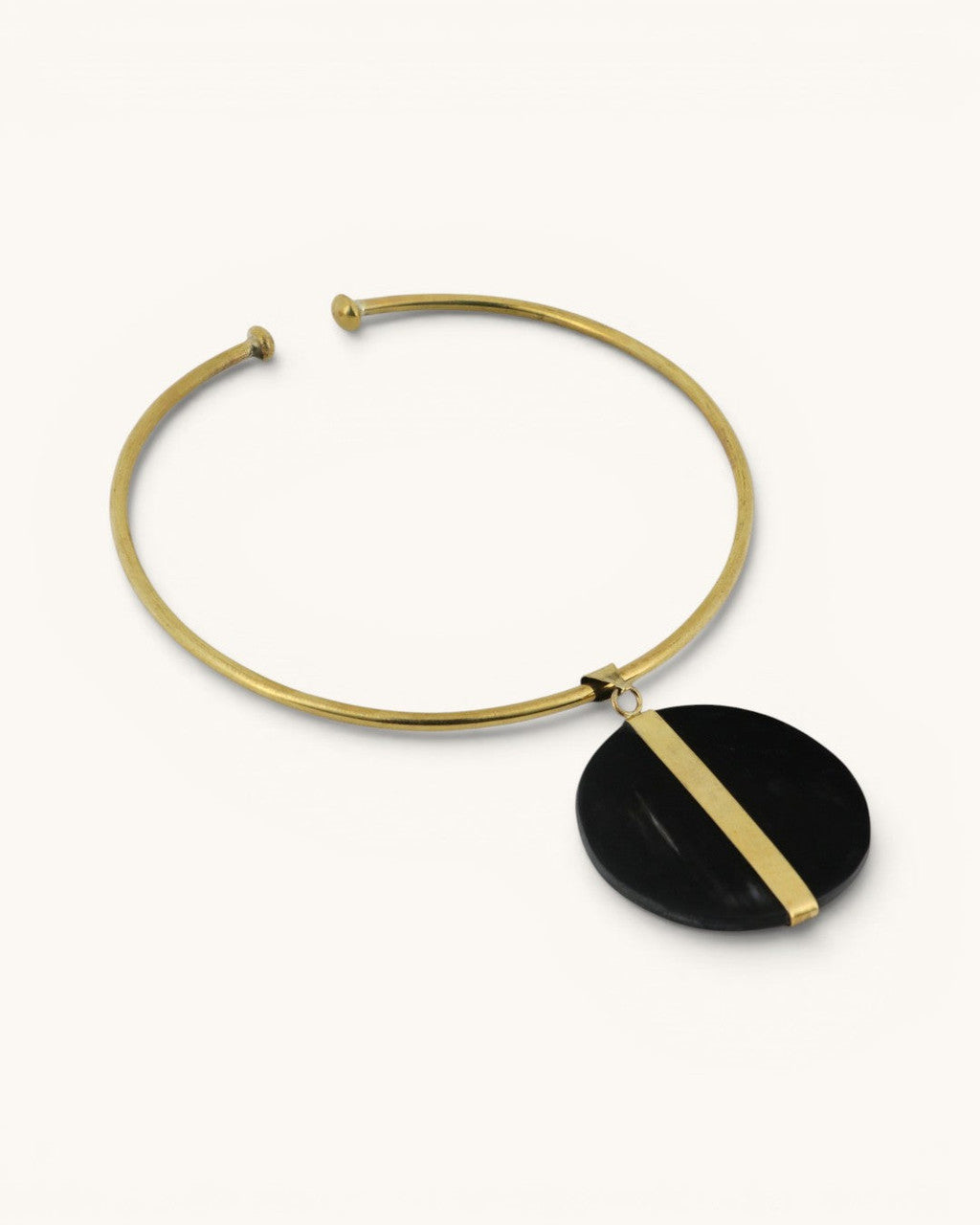 Split Horn Disc Choker in Brass