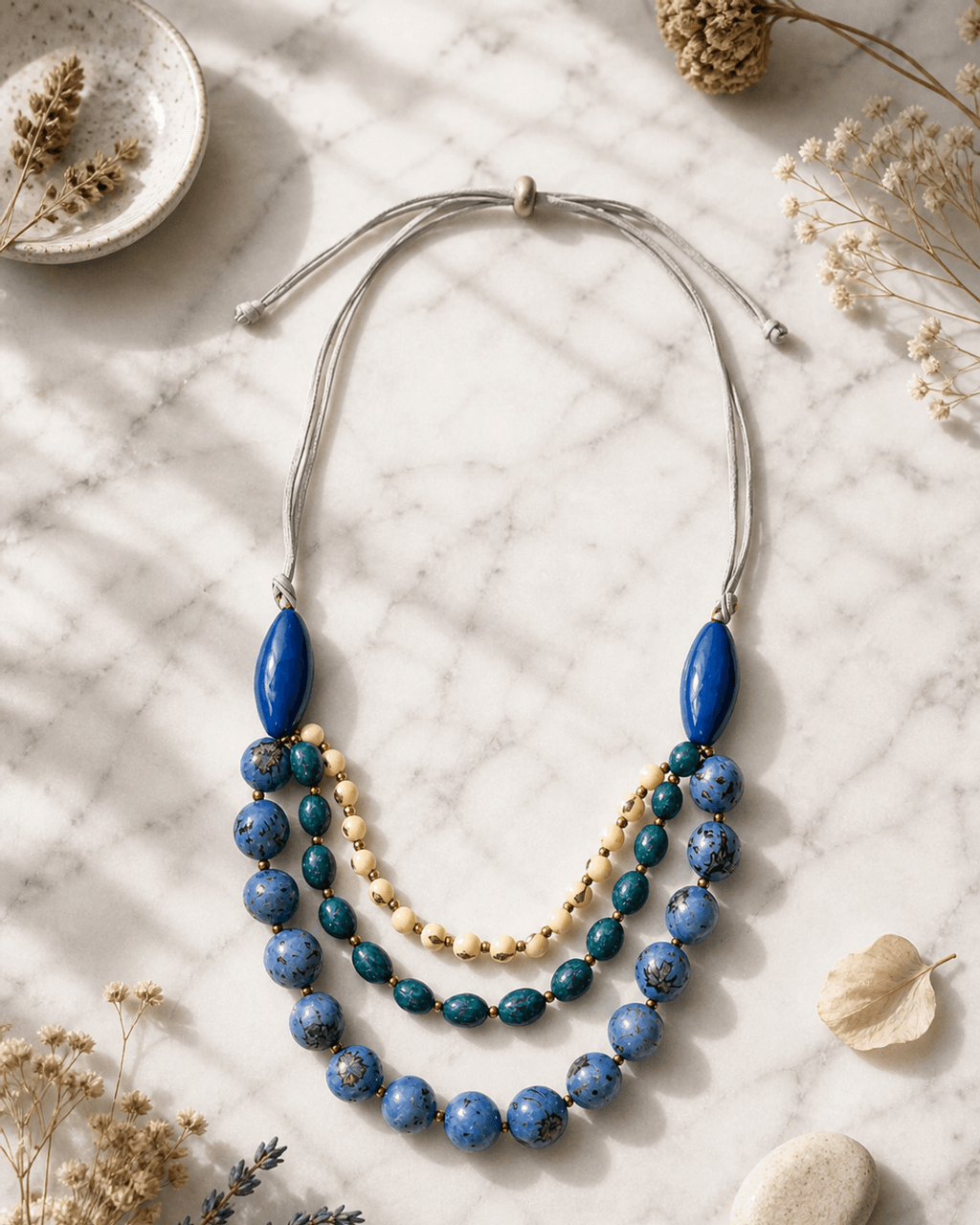 Idra Three-Strand Cascade Necklace