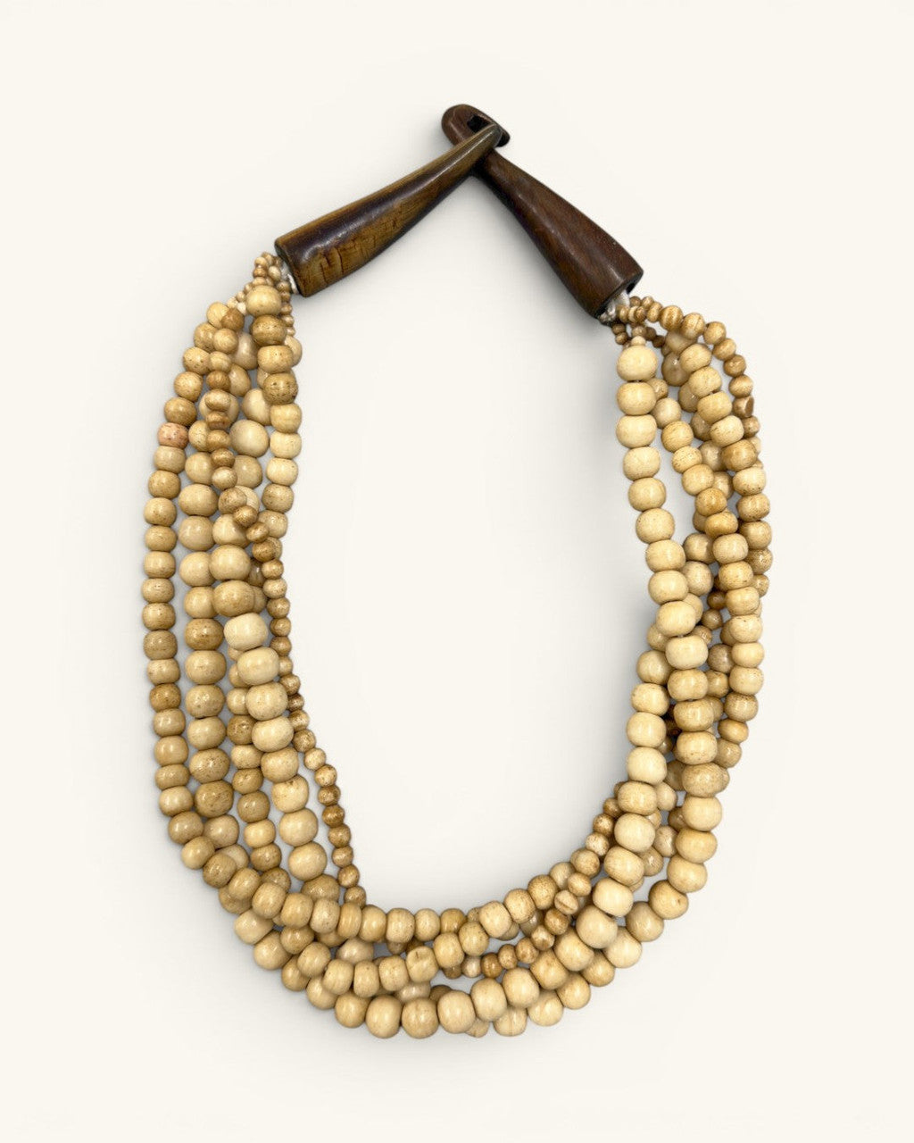 Five-Strand Bone Collar Necklace with Horn Wedge Closure