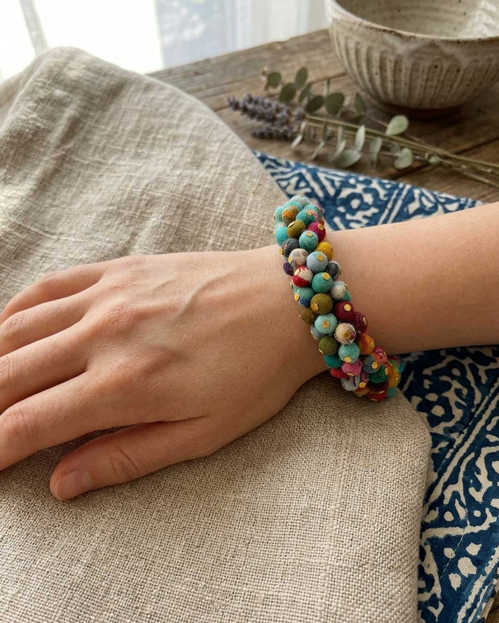 Confetti Kantha Bead Coil Bracelet