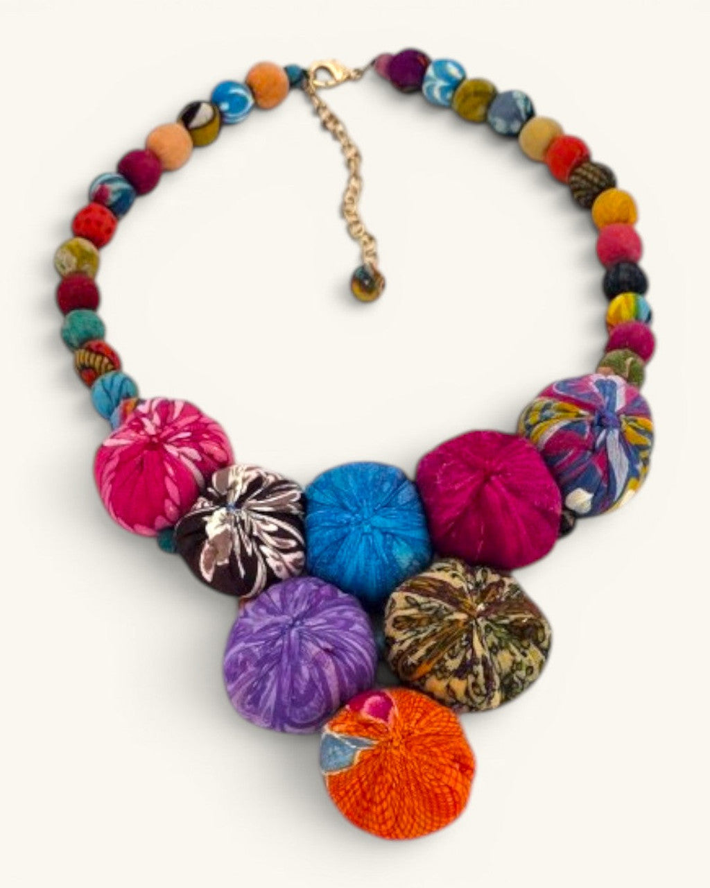 Kantha Rosette Cluster Bead Necklace
