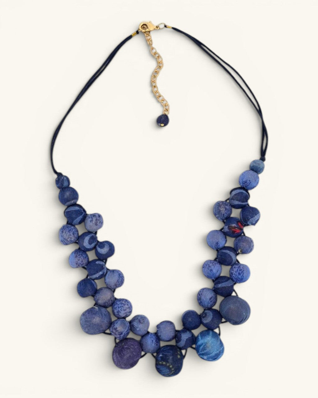 Indigo Bead Cluster Collar Necklace