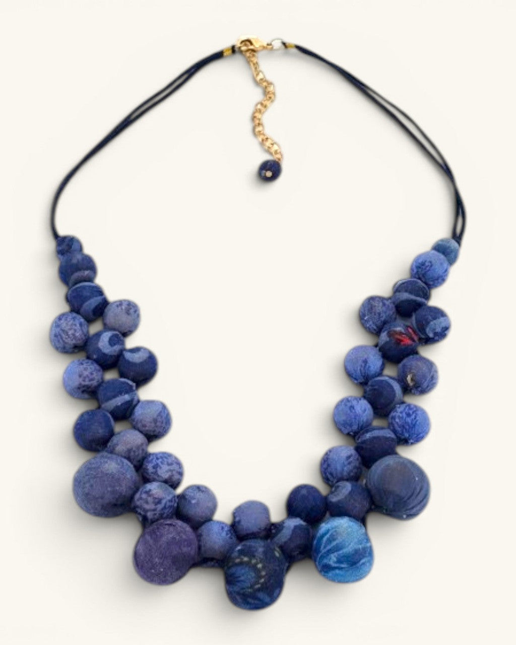 Indigo Bead Cluster Collar Necklace