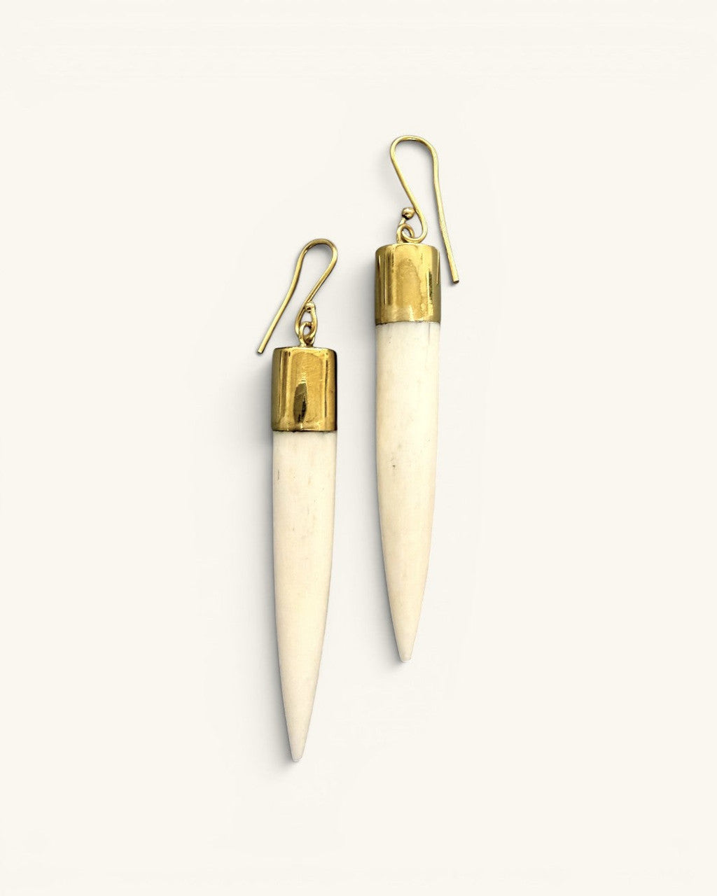 Ivory Spike Dangle Earrings with Brass Caps
