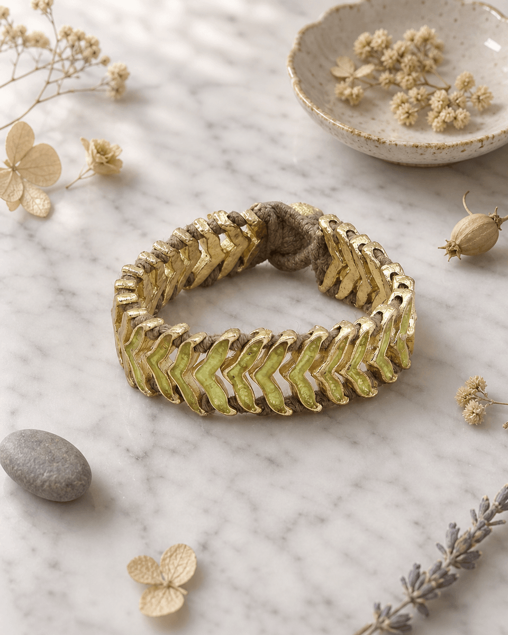 Chartreuse Chevron Link Bracelet