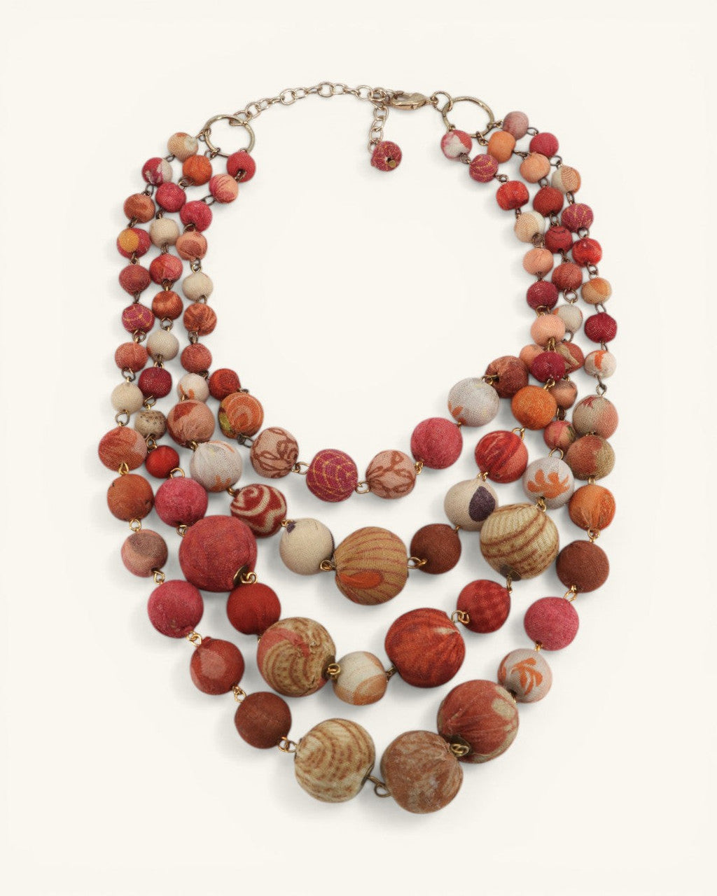 Layered Kantha Necklace, Warm Sunset