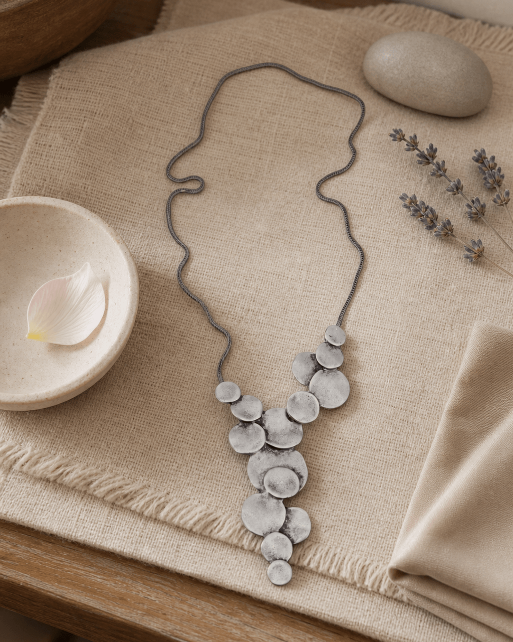 Cascading Hammered Disc Necklace