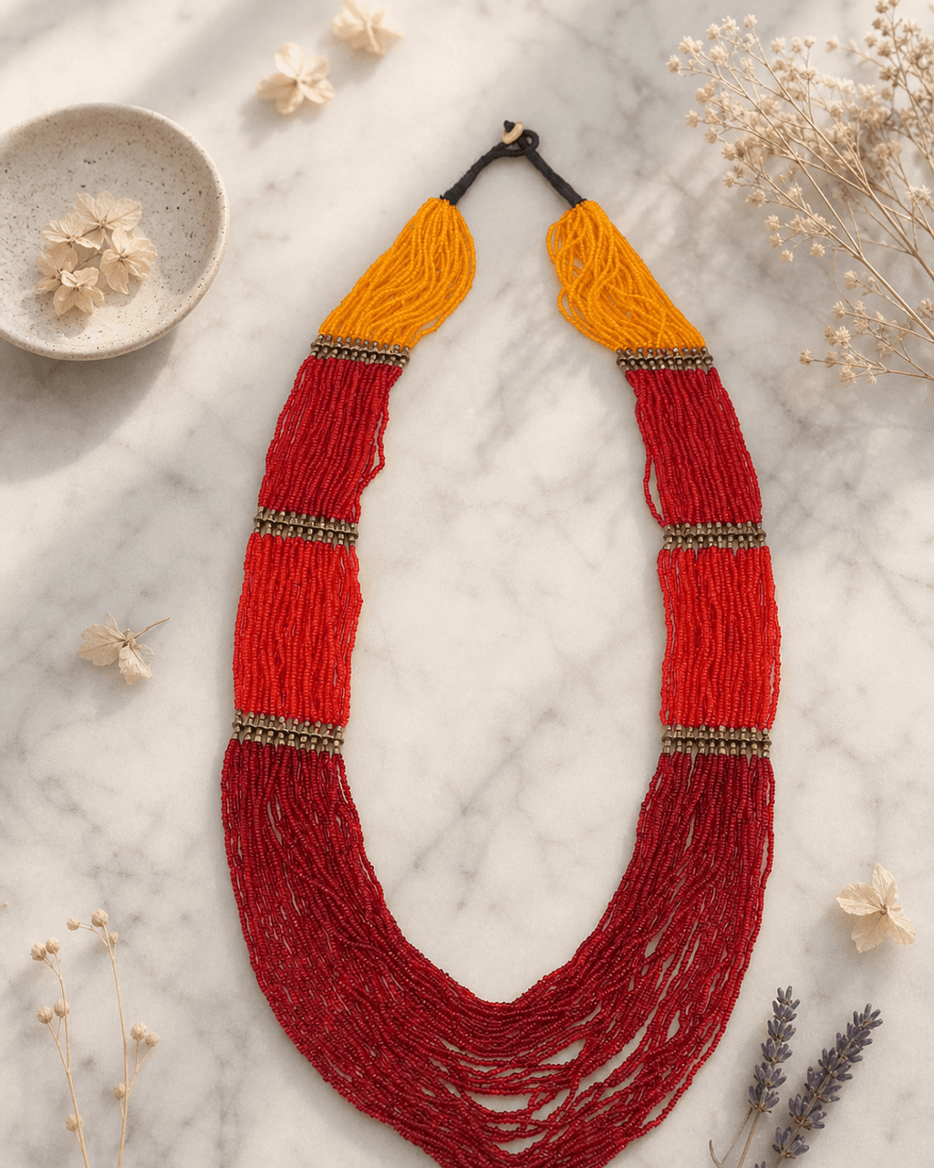 Sunrise Gradient Multi-Strand Beaded Necklace