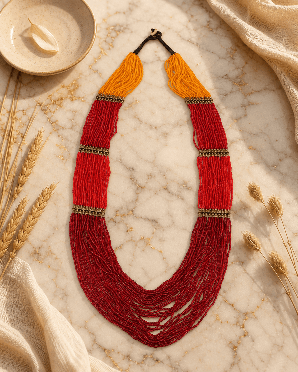Sunrise Gradient Multi-Strand Beaded Necklace