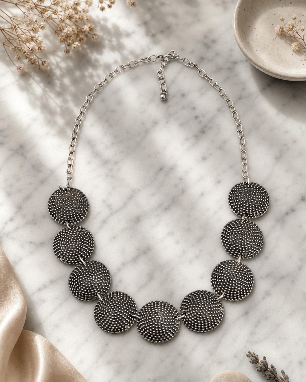 Graduated Dome Disc Necklace
