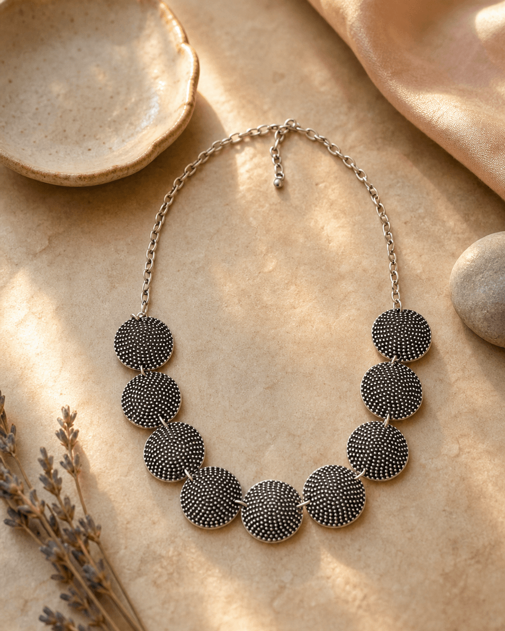 Graduated Dome Disc Necklace