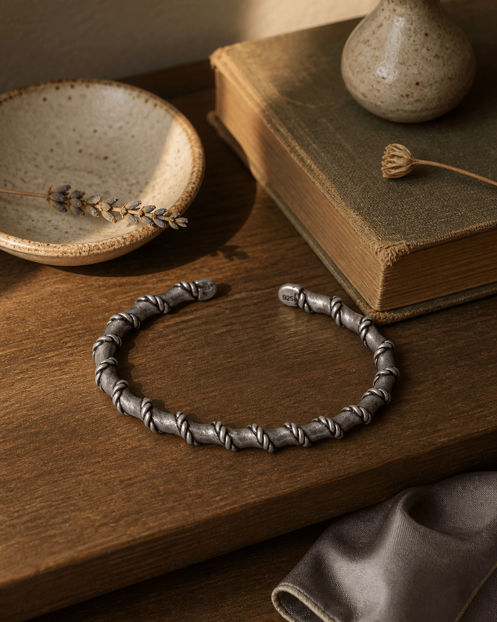 Rope-Spiral Sterling Silver Cuff