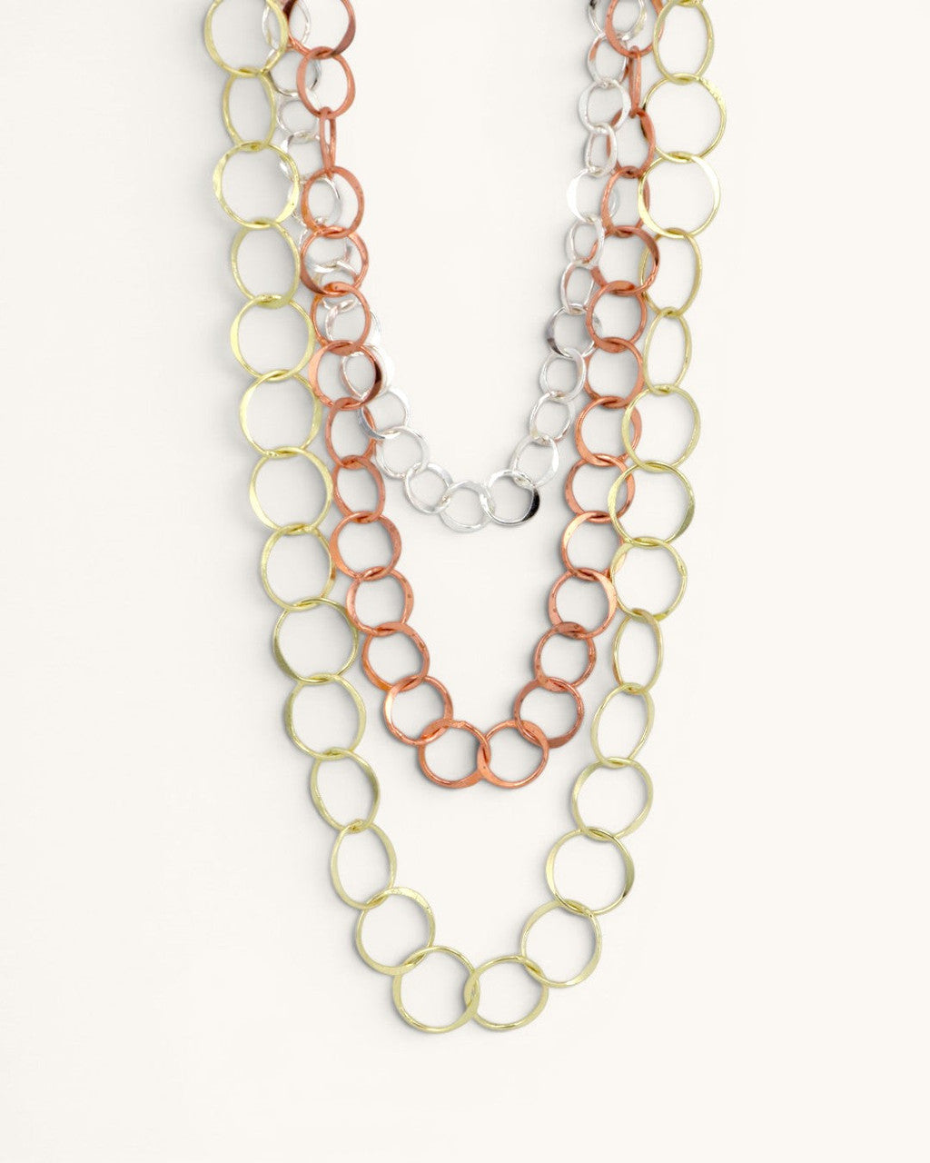 Graduated Three-Strand Circle-Link Necklace