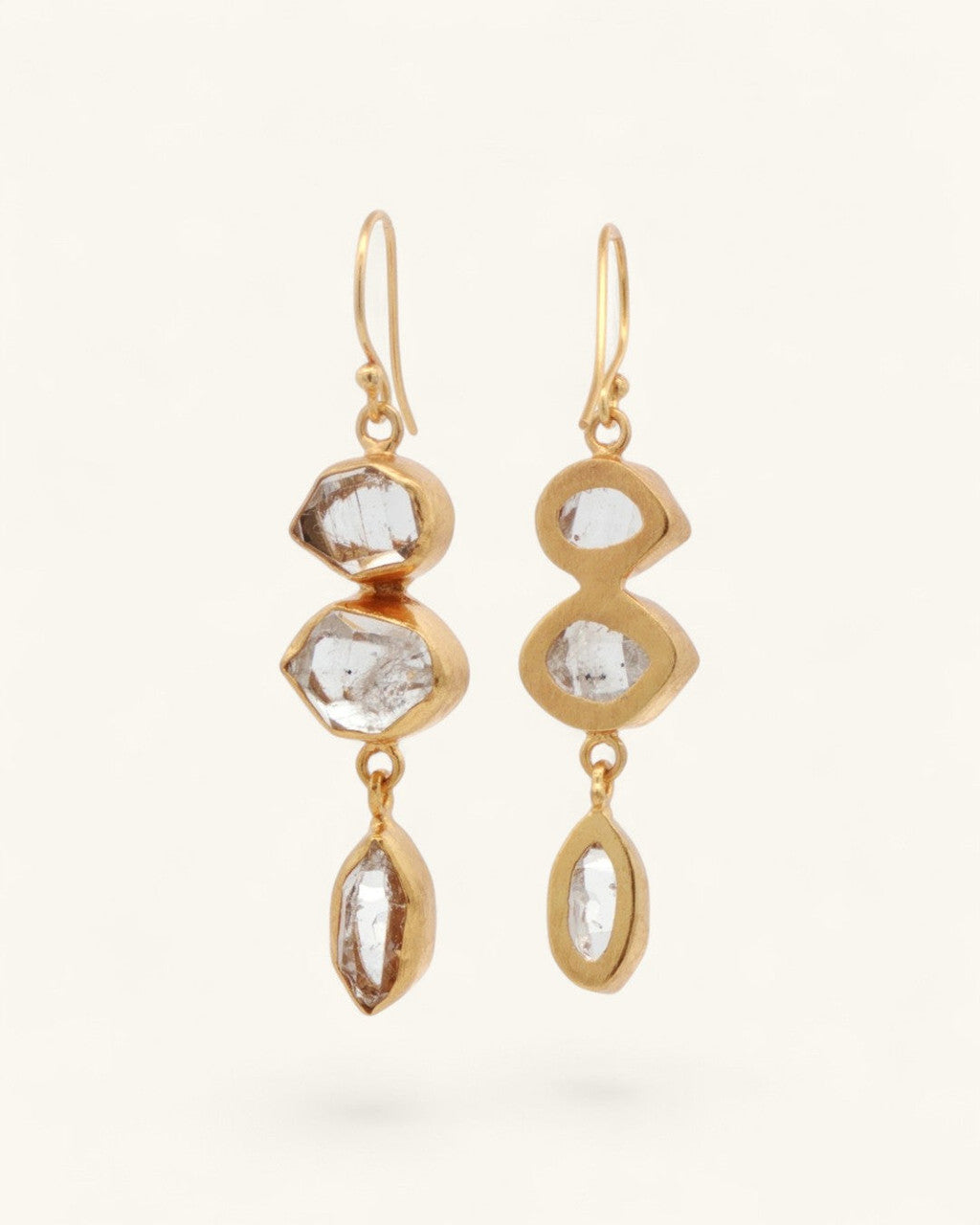Triple Herkimer Quartz Drop Earrings
