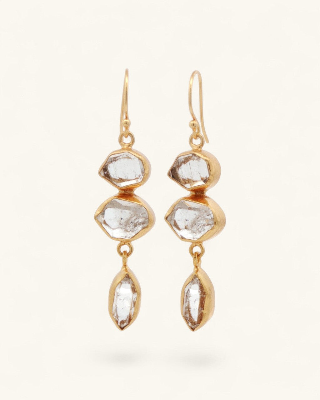 Triple Herkimer Quartz Drop Earrings