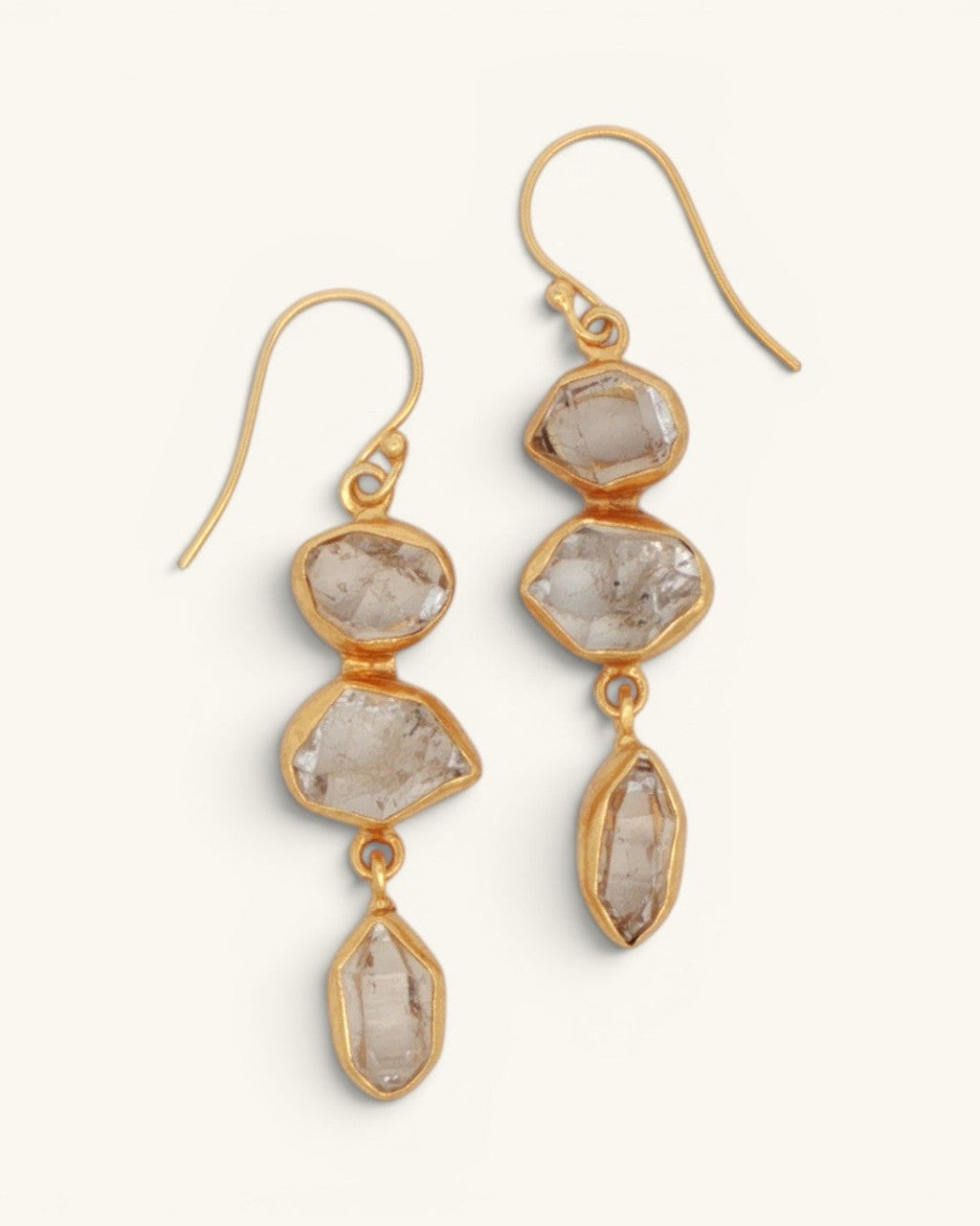 Triple Herkimer Quartz Drop Earrings