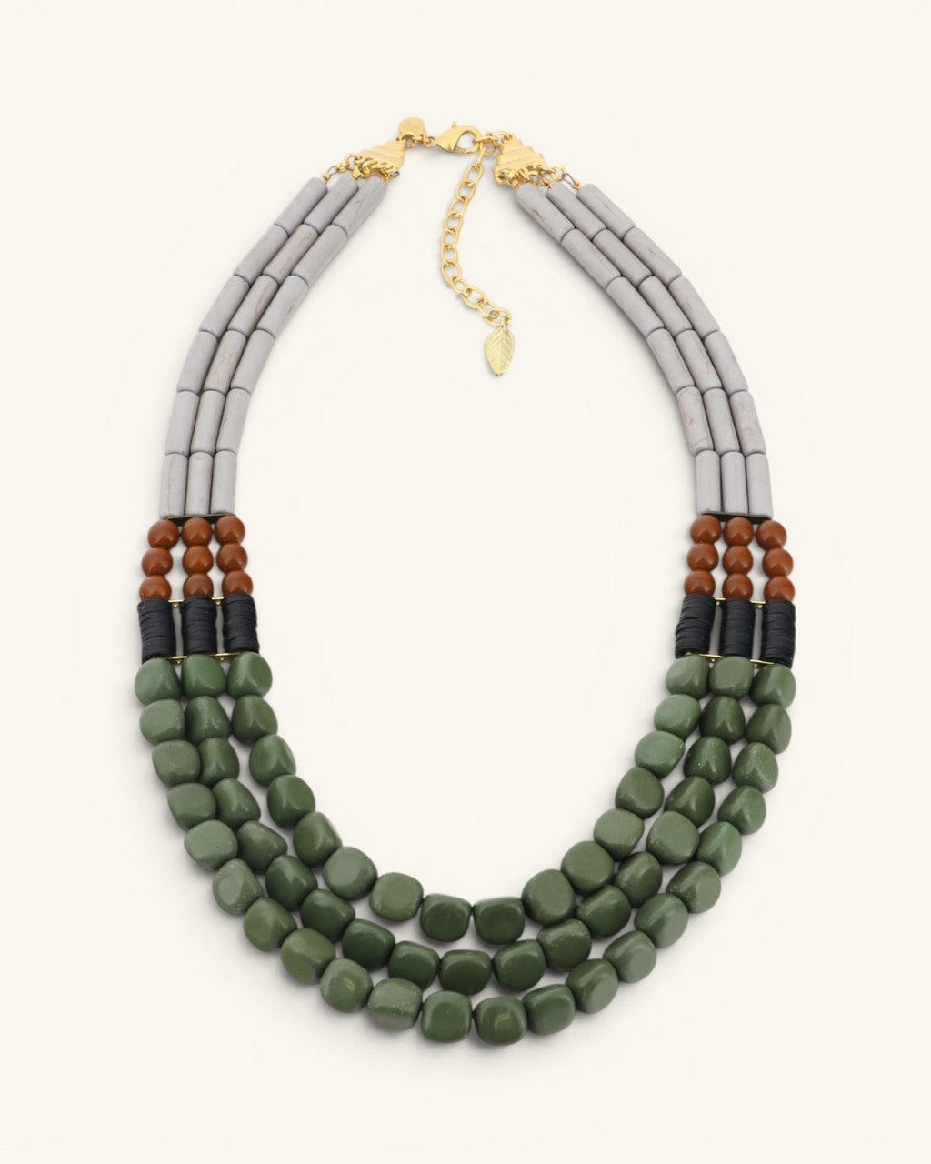 Color-Blocked Triple-Strand Beaded Necklace