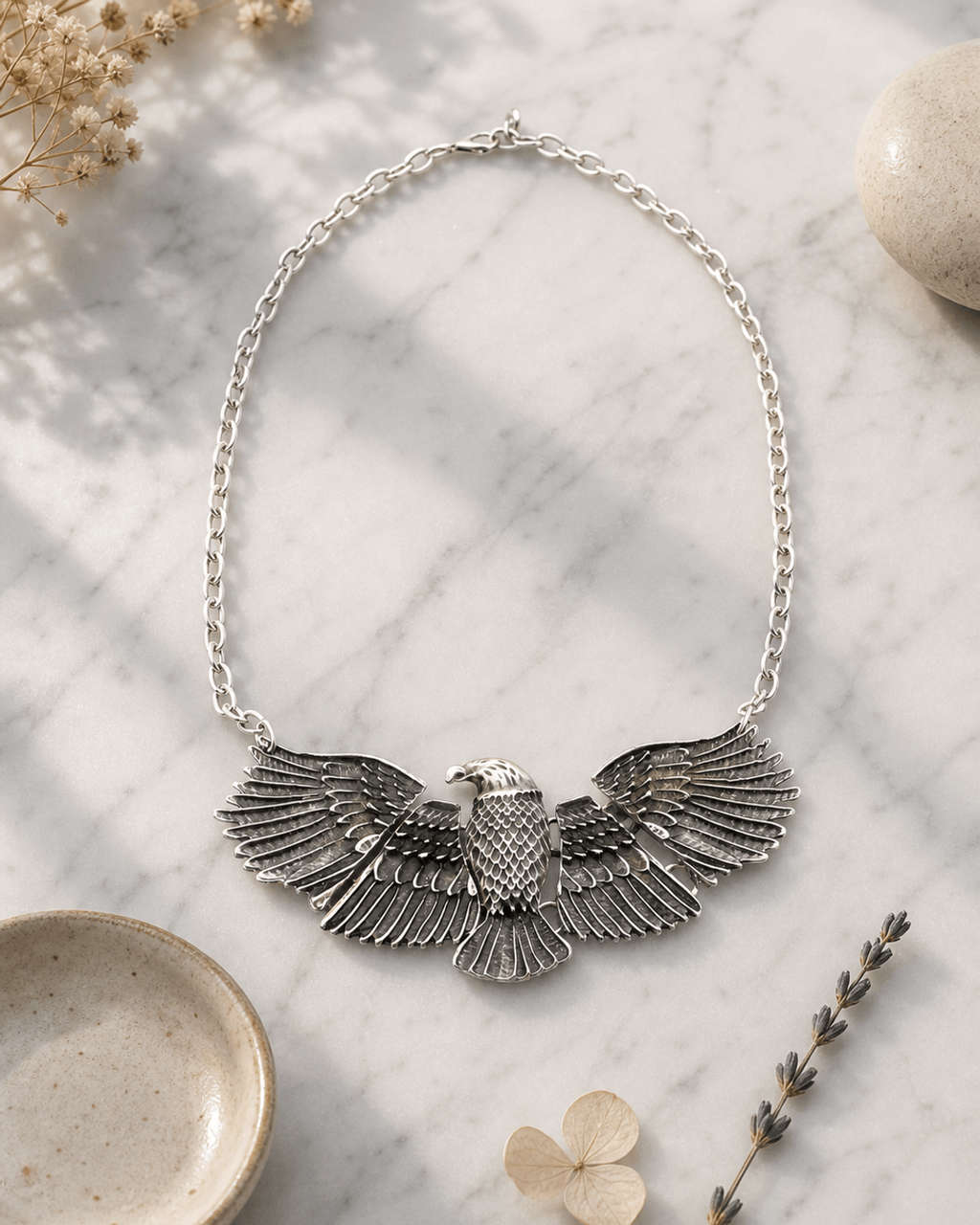 Spread-Wing Eagle Pendant Necklace