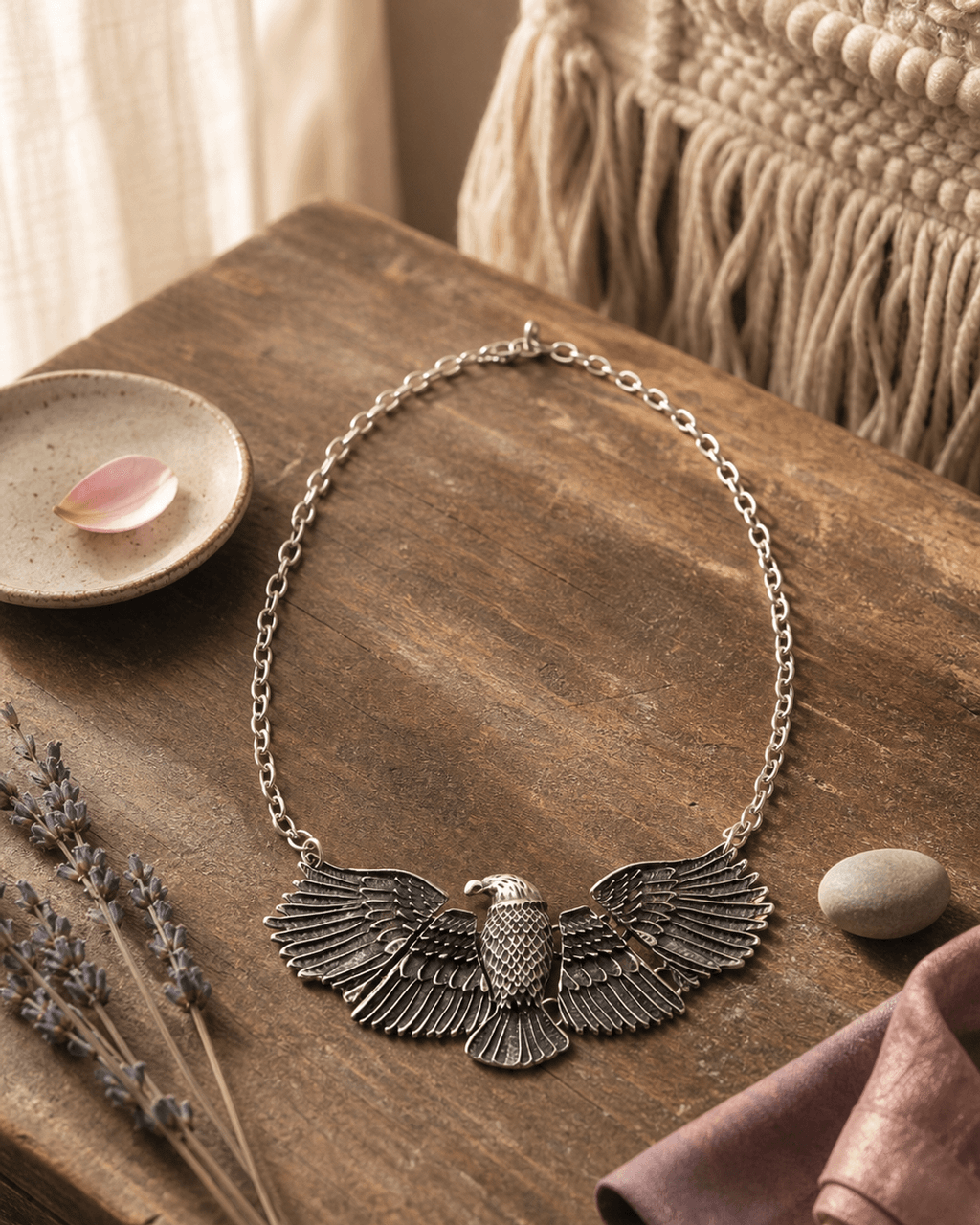 Spread-Wing Eagle Pendant Necklace